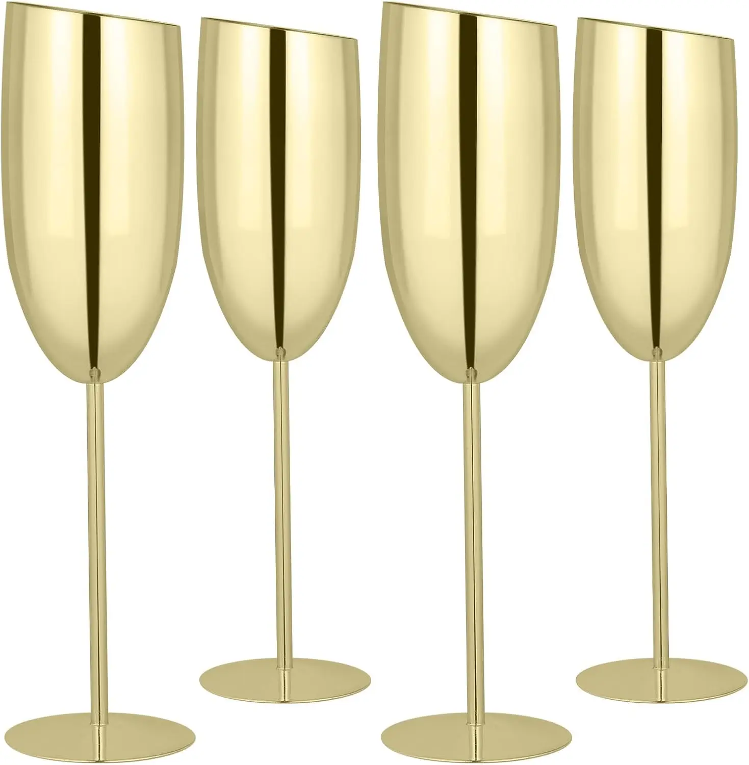 

Stainless Steel Champagne Flutes Set of 4, 8.5 oz, Gold, Unbreakable, Reusable for Party, Wedding, Travel