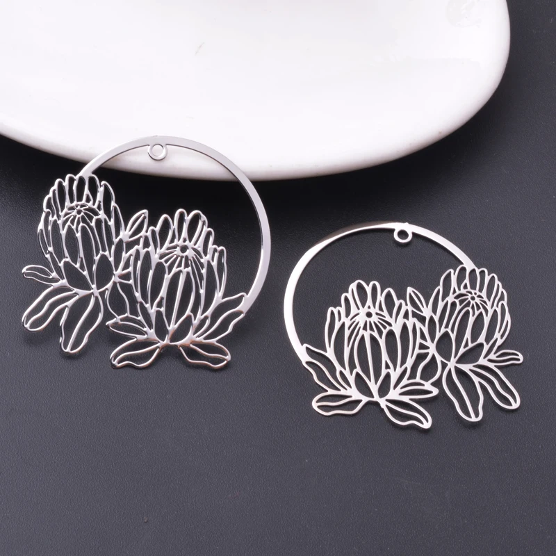 30 Stück AB7615 40*38mm Messing Bemalte Königliche Protea-Blumen Anhänger DIY Schmuck Ohrring Zubehör – Detail 4