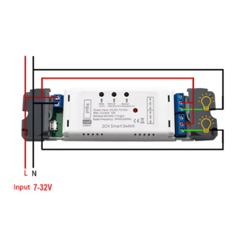 REPLA-2 Channel AC DC Switch, RF433 Remote, 2CH Pulse Relay Module For Tuya Smart Wifi Linear Actuator Motor Controller