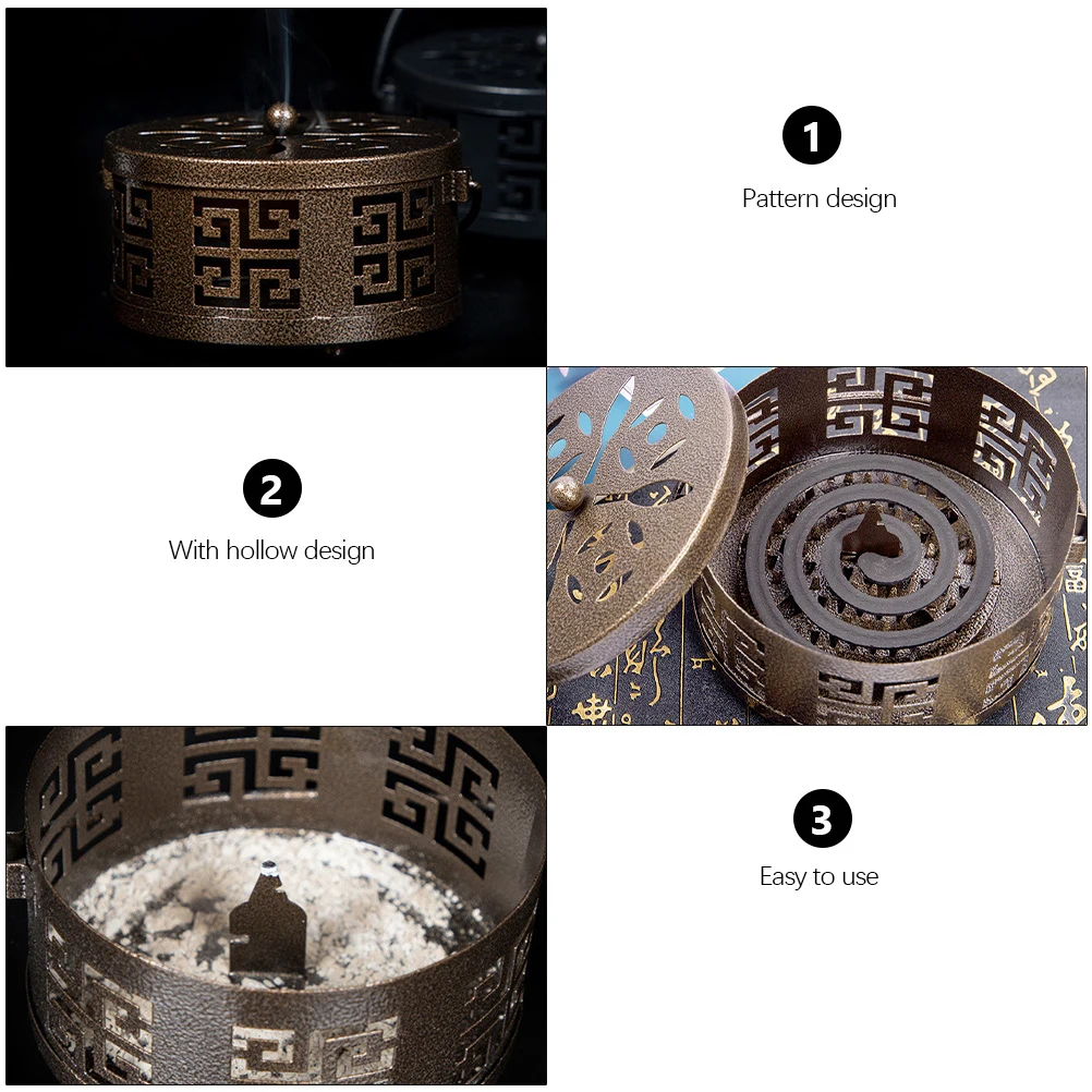 

Holder Retro Portable Iron Fireproof Incense Burner Thick Metal Hollow Box Stand Home Decoration Bracket