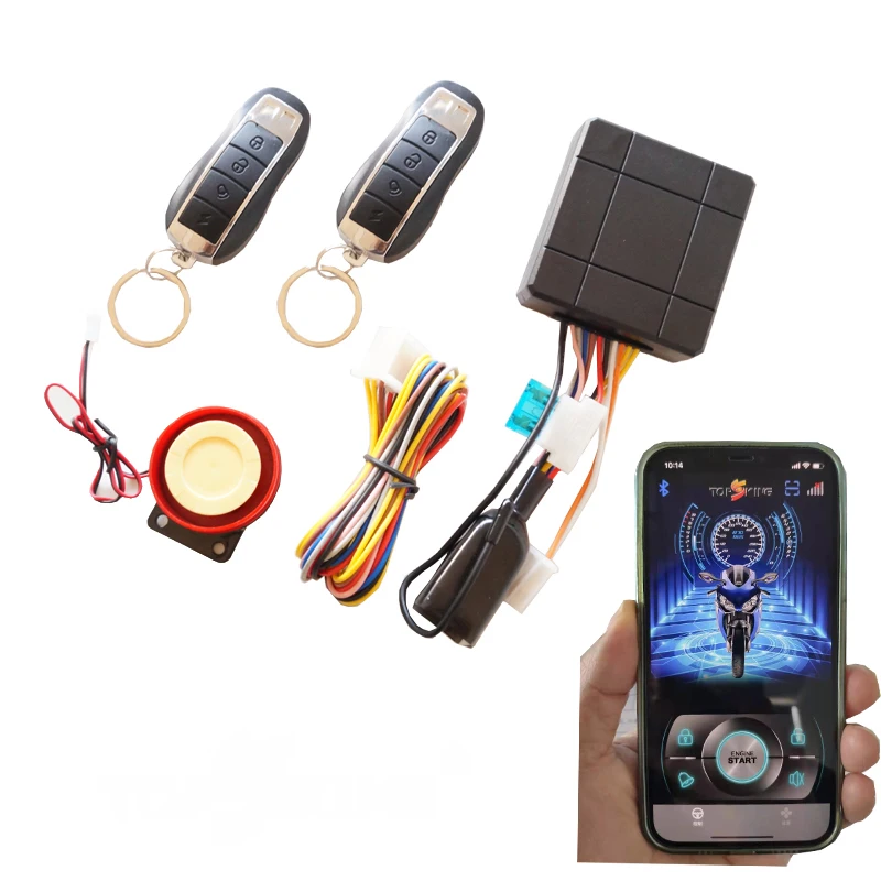 HOT 12V Universal Motorcycle Anti-theft Alarm System with Adjustable Vibration Bluetooth Start up via Mobile Phone with 2 Remote