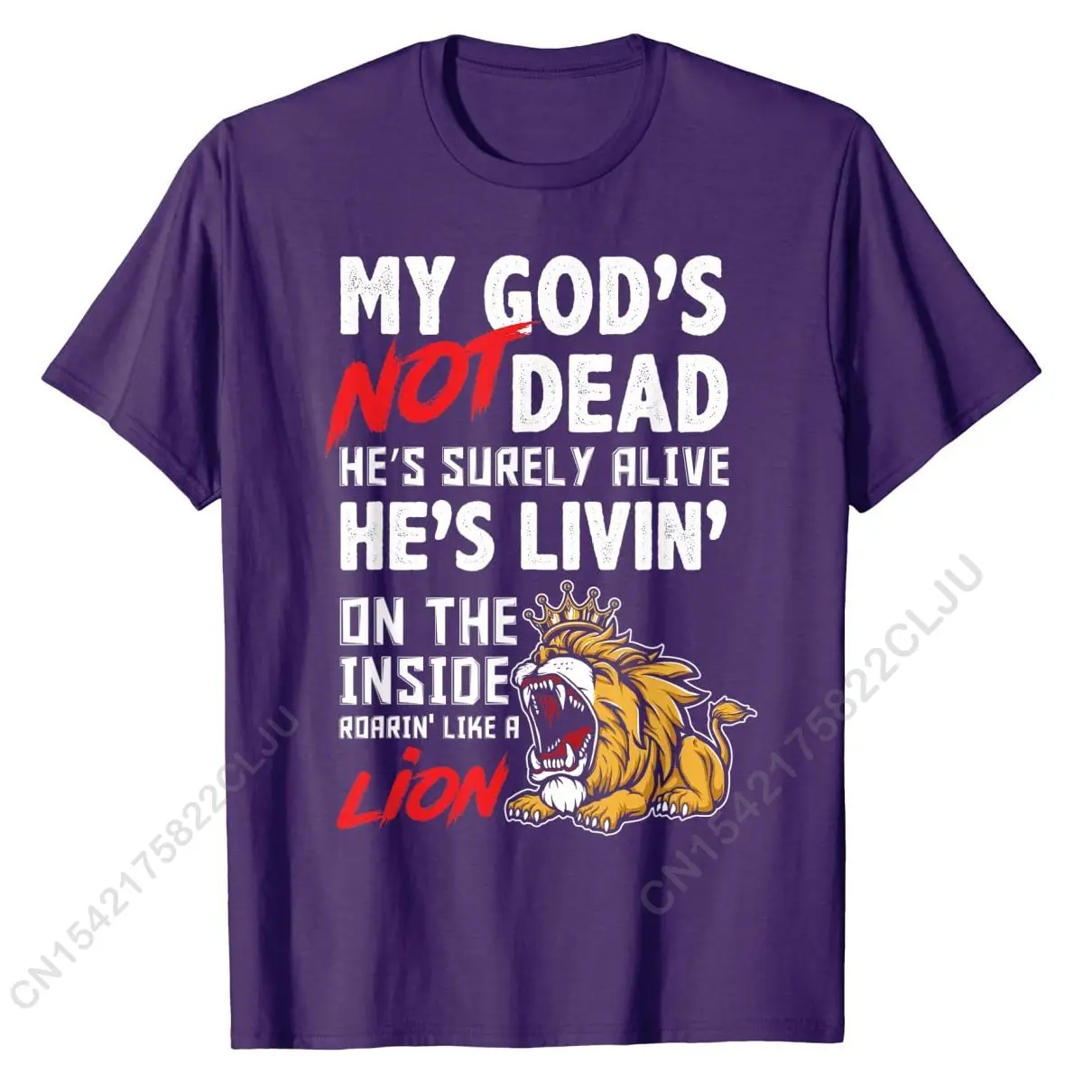 My God Is Not Dead Lion Jesus Christ Christian Faith T-Shirt Tshirts Camisa Classic Male Tops Men Tees Camisa Cotton