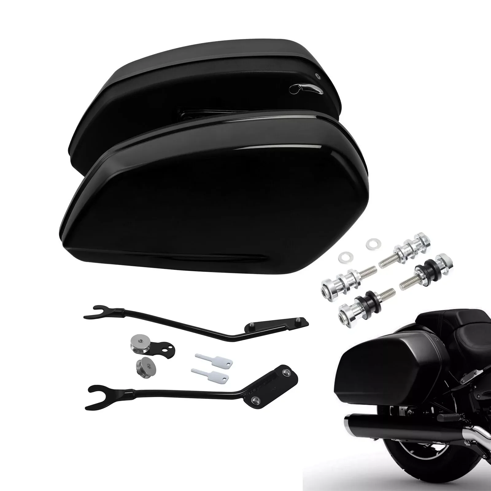 Motorcycle Gloss Black Saddlebags & Docking Kit Fit For Harley Sport Glide 2024 2023 2022 2021 2020 2019 2018