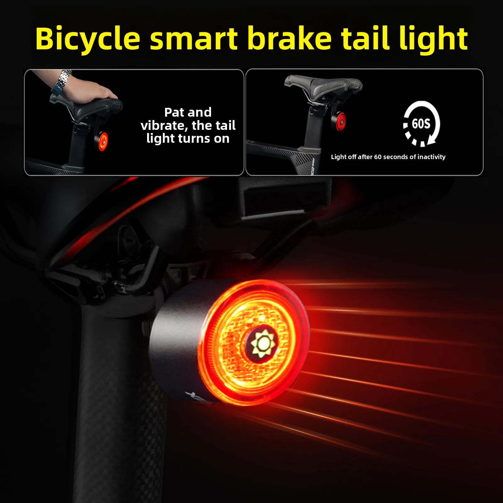 

MTB Road Seatpost Saddle Bike Rear Light Waterproof USB Charging Cycling Taillight NEWBOLER Smart Brake Bicycle Tail Light