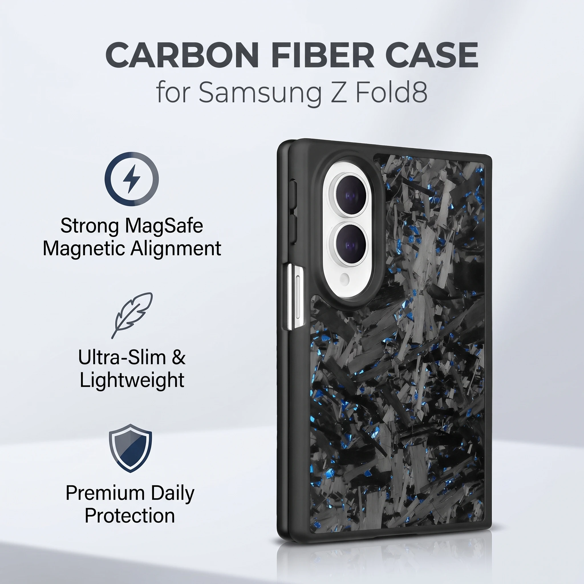 For Samsung Galaxy Z Fold 8 Case Real Carbon Fiber Cover Ultra Thin Magnetic Wireless Charging Luxury Phone Case