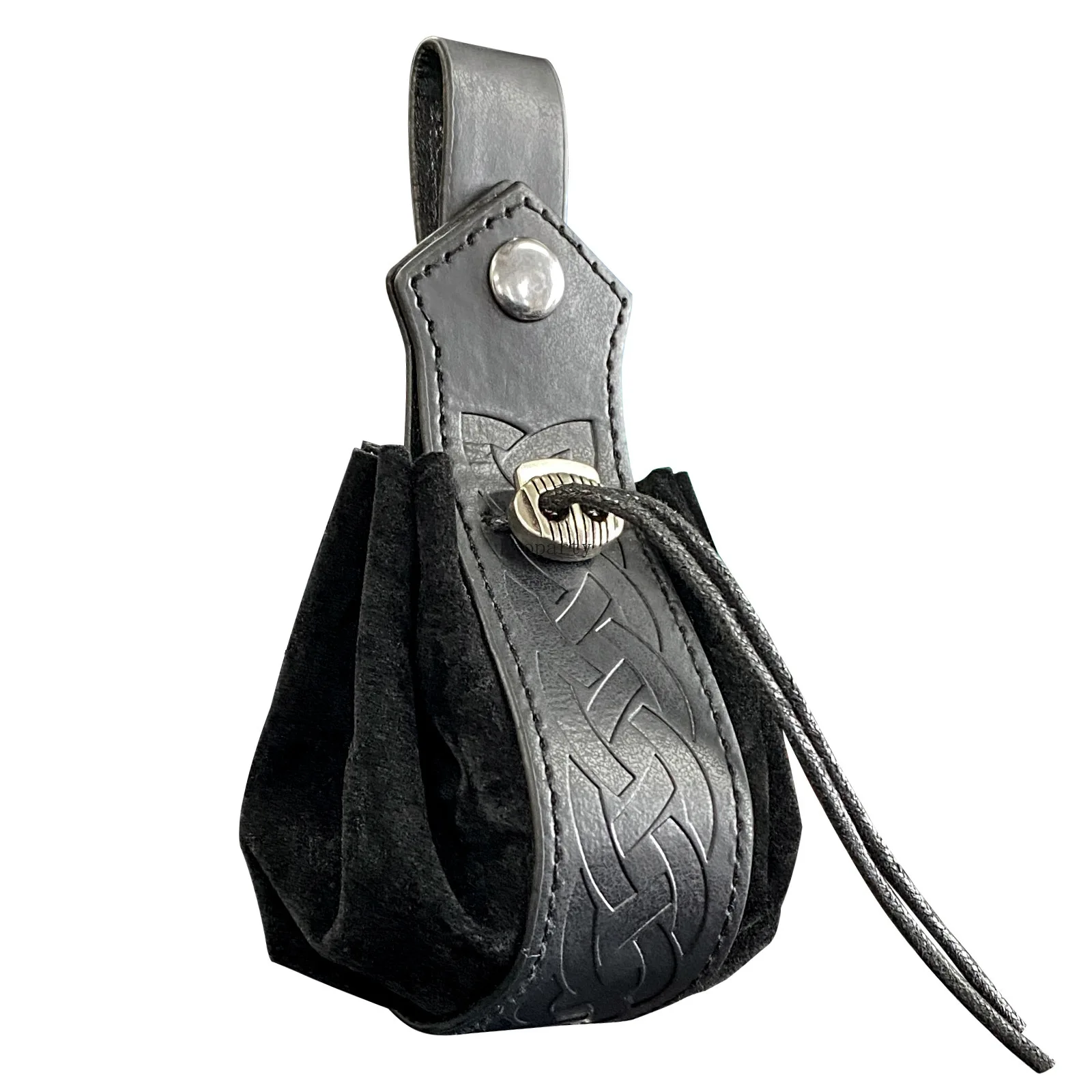 Medieval Viking Money Pouch Bag Cosplay Hangable Belt Waist Bag Unisex Leather Drawstring Bag Coin Purse Party Accessories Prop