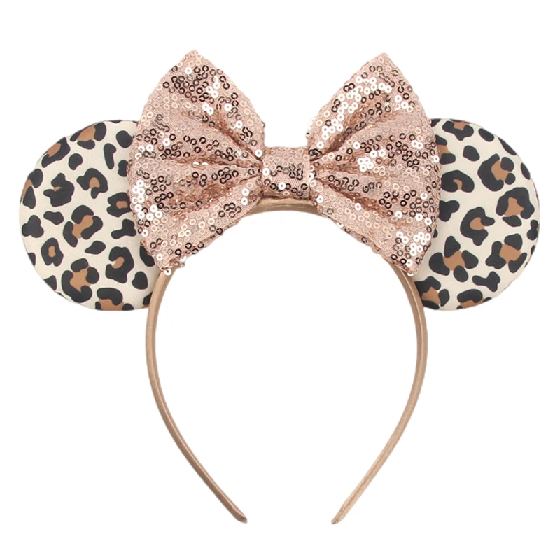 Niedliche Haarbänder mit Mausohren und Leopardenmuster für Mädchen, Babys und Frauen, mit Pailletten und 5 cm Schleifen, Haaraccessoires für Erwachsene, Haarbänder, Geschenk für Kinder. – Detail 10