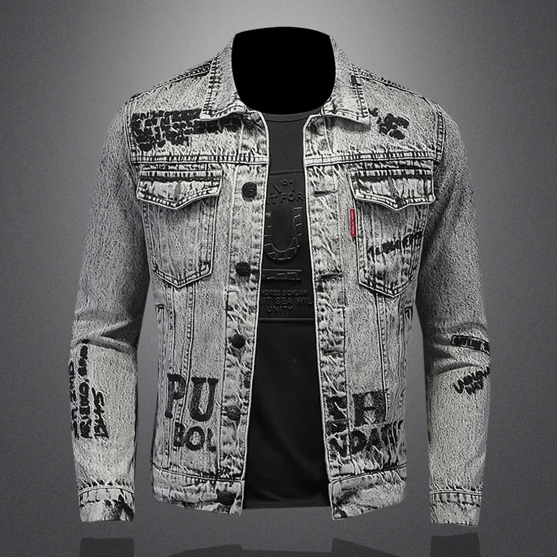 

2024 The Main Promotion of The New Fall Explosive Denim Jacket Jacket Men's Casual All Match Personality Trend Coat Men's Coat