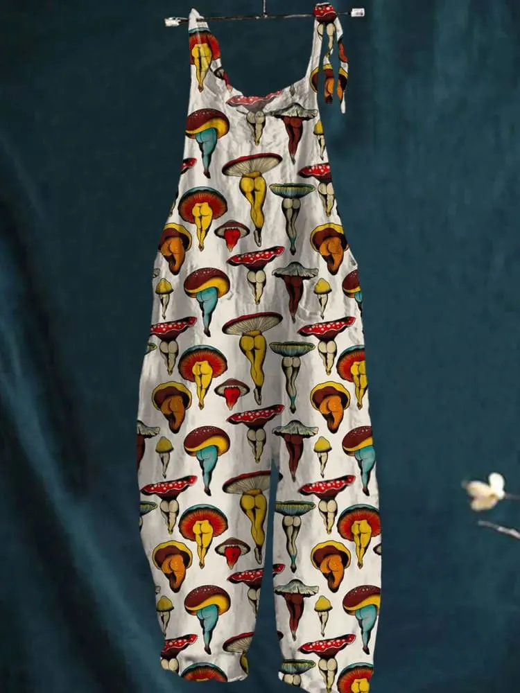 2025 Multi - Color Women's Casual Trousers Abstract Cartoon Animal And Plant Prints, Trendy & Fashionable One - Piece Design