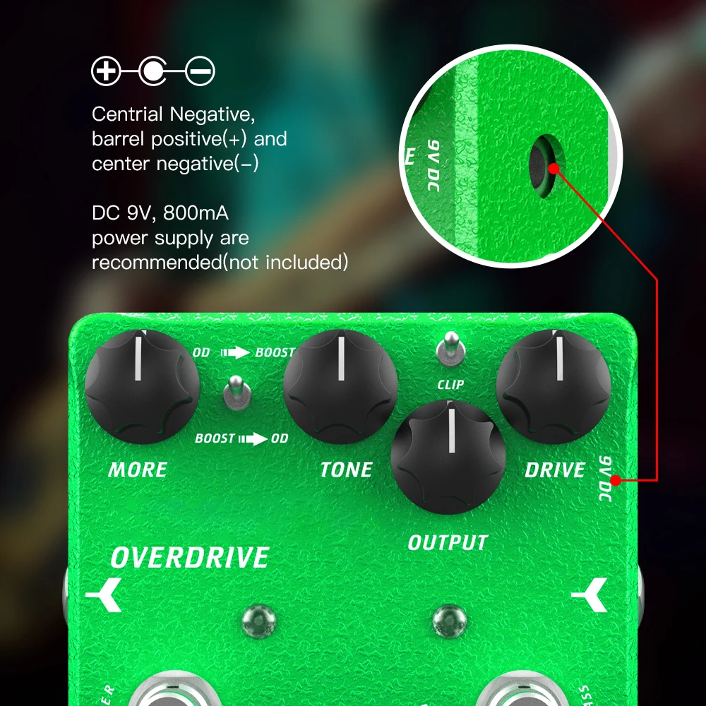 JOYO Dr. J Series D60 EMERALD Overdrive Guitar Pedal 15dB Boost Beautiful Warm Character Tone Overdrive Pedal with CLIP Switch view 5