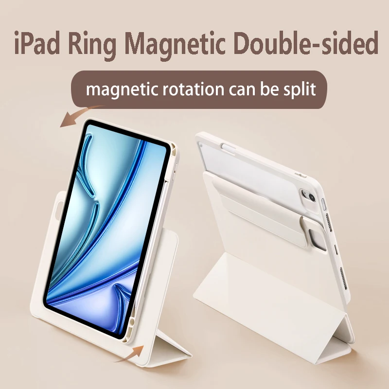 Magnetic Case for iPad Pro 11 (2024/2025)! Pencil Slot, 360° Rotating Ring, Multi-Angle, Auto Wake/Sleep