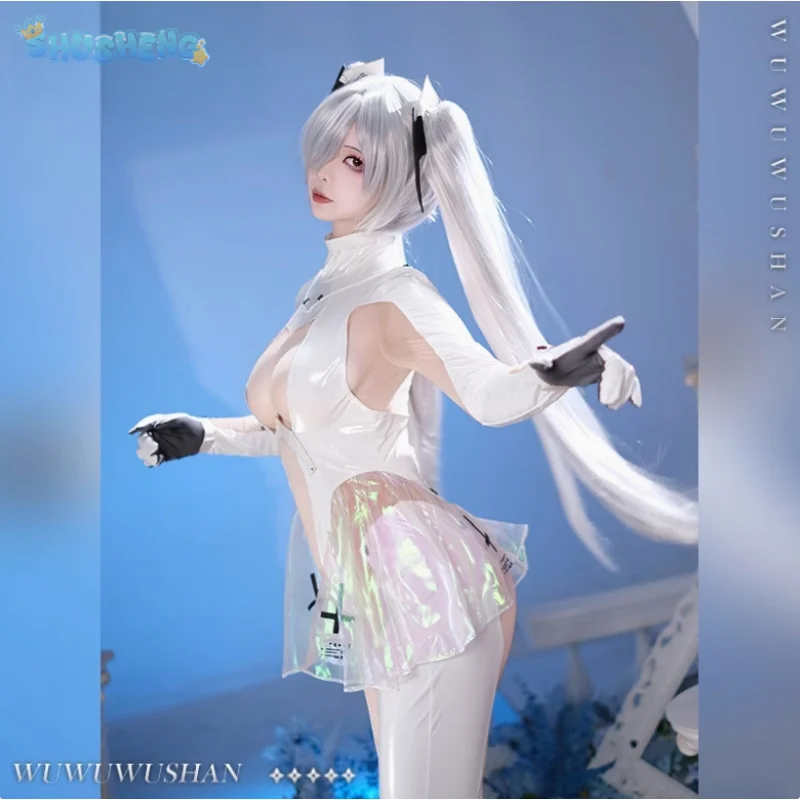 

NIKKE：The Goddess of Victory Cinderella Cosplay Costume Women's white leather sexy jumpsuit prop wig set Halloween battle suit