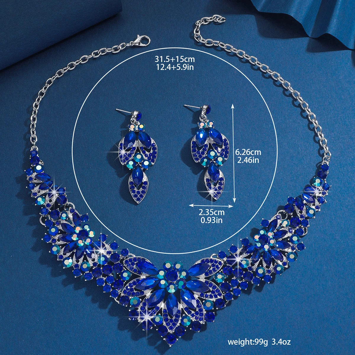 3 Pieces High-End Design Necklace Earrings Two-Piece Set