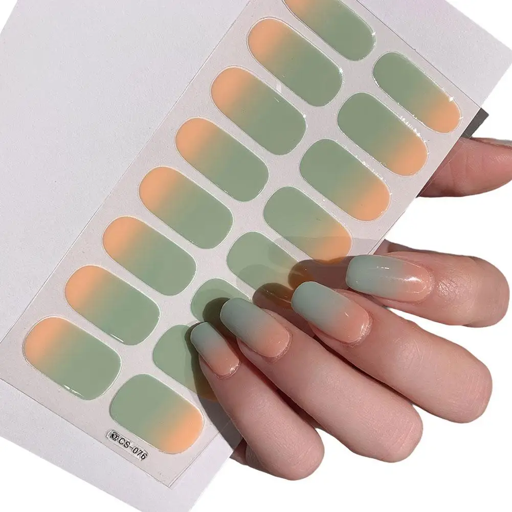 Hete Semi-Uitgeharde Gel Nagelstickers Effen Kleur Nagel Semi-Gebakken Pasta Emblemen UV-Lamp Nodig Tips Volledige Nagel Voor Vrouwen 1Set