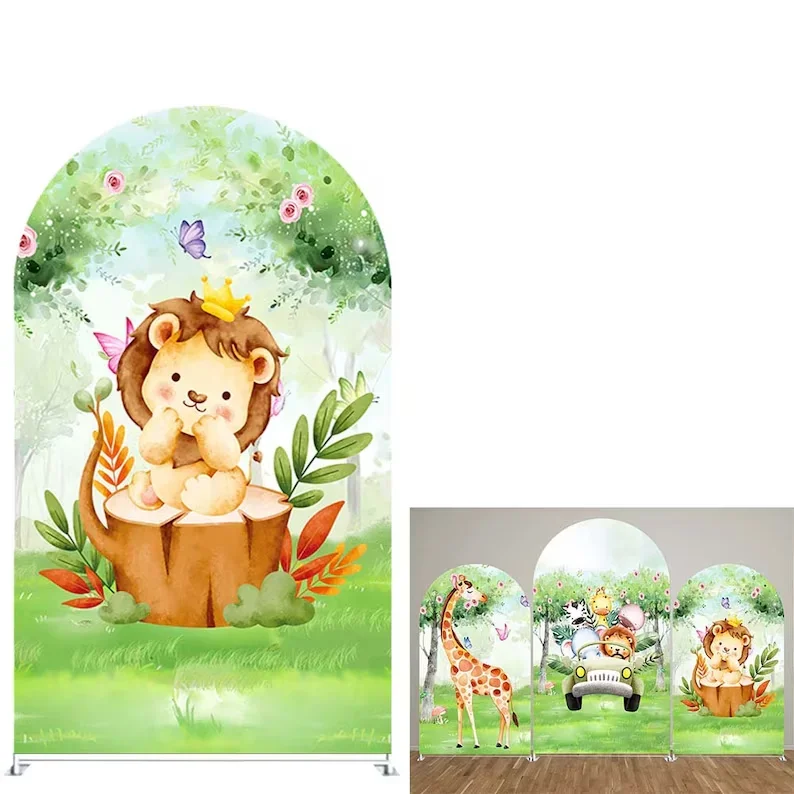 Mehofond Spring Vacation Arch Backdrop Cover Jungle Safari Animals Baby Shower Birthday Party Butterflies Wonderland Decor Photo
