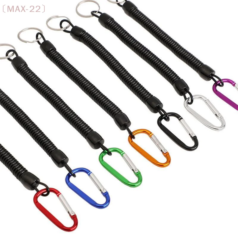 〔MAX-22〕Carabiner Anti Lost Rope Spring Take Up Cord Metal Buckle For Fishing Gear Climbing Fishing Gadgets