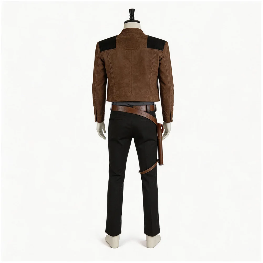 Han Solo Cosplay Costume Adult Men Top Brown Jacket Grey Shirt Black Pants Belt Holster Halloween Carnival Fancy Dress Outfit view 6