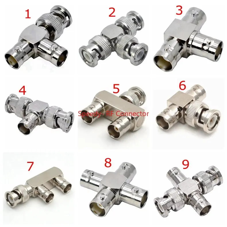 BNC Connector Q9 BNC To BNC Male Female 90 Degree Right Angle Tee Type 3way 4way Splitter 2x Double Male Female 3+4Type Brass