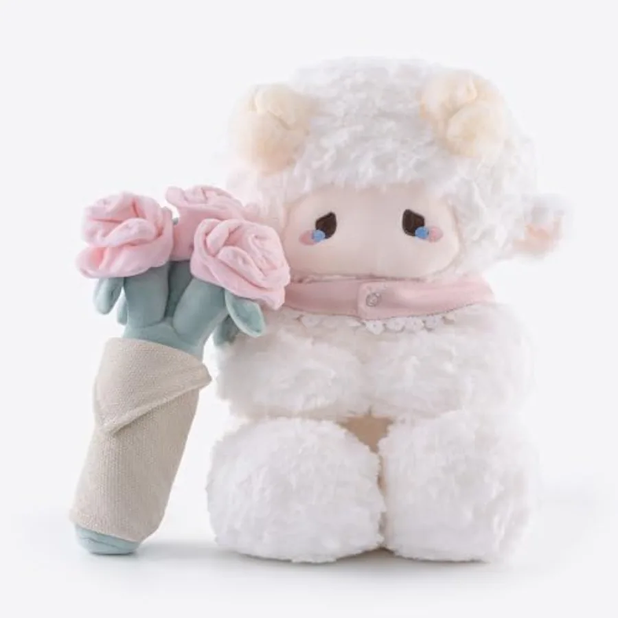 

Плюшевая игрушка-овечка 11.4 дюйма с съемным букетом розовых роз - ультрамягкая интерактивная игрушка-обнимашка, подарок-сюрприз