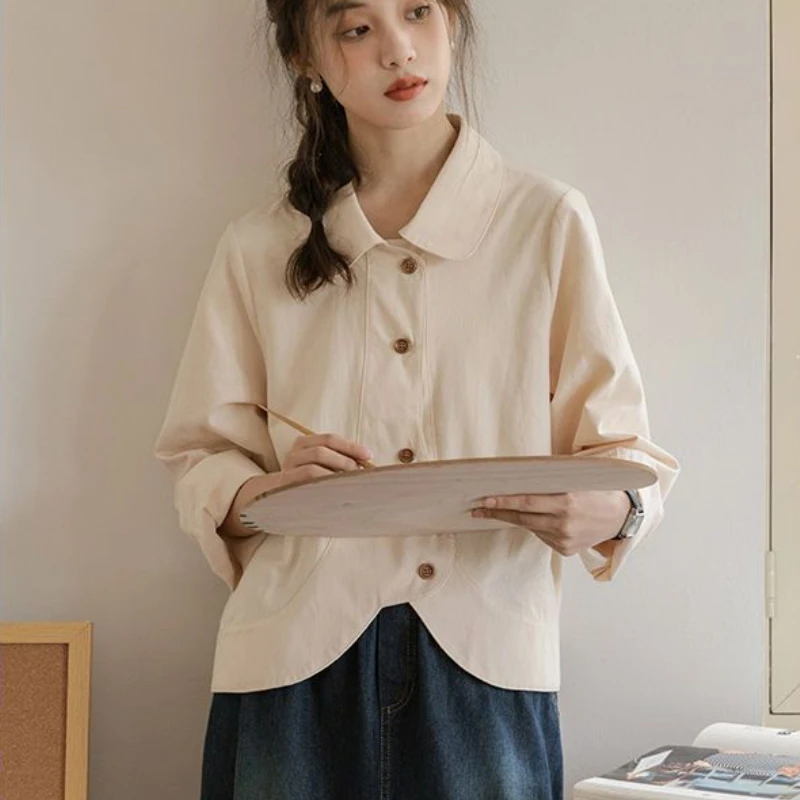 

Asymmetrical Shirts Women Vintage Designer Personal Classic Girlish Sweet Long Sleeve Clothes Fashion Kpop Temper Minimalist Ins