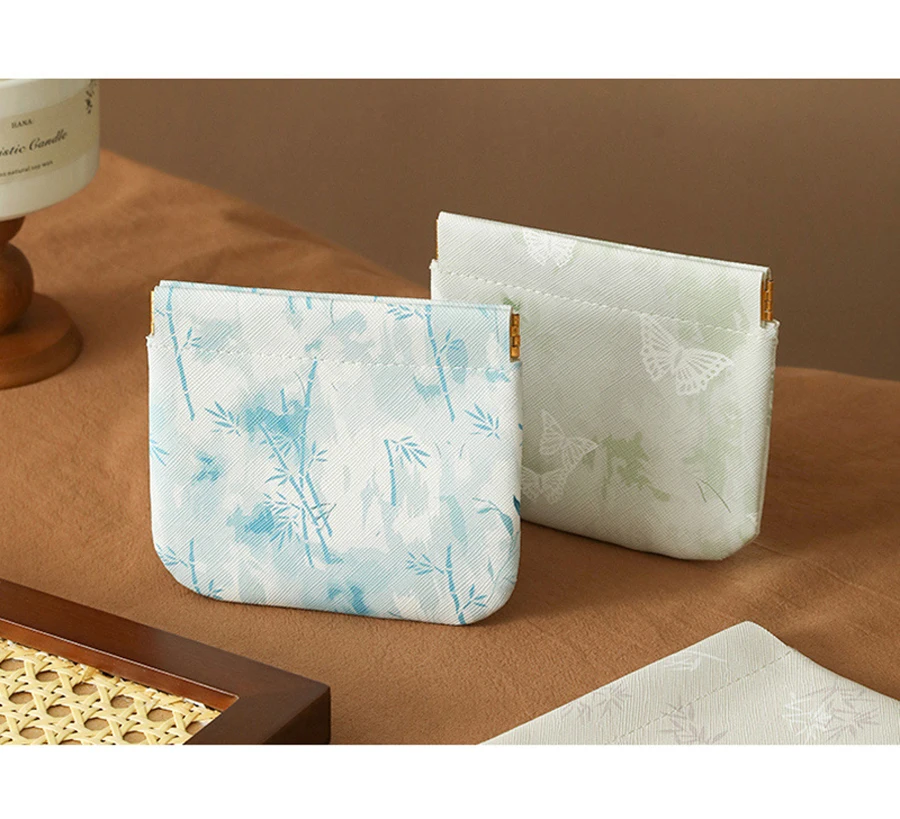 10pcs Coin Purses Bamboo Printing Lipstick holder Protable Storage Bag S L