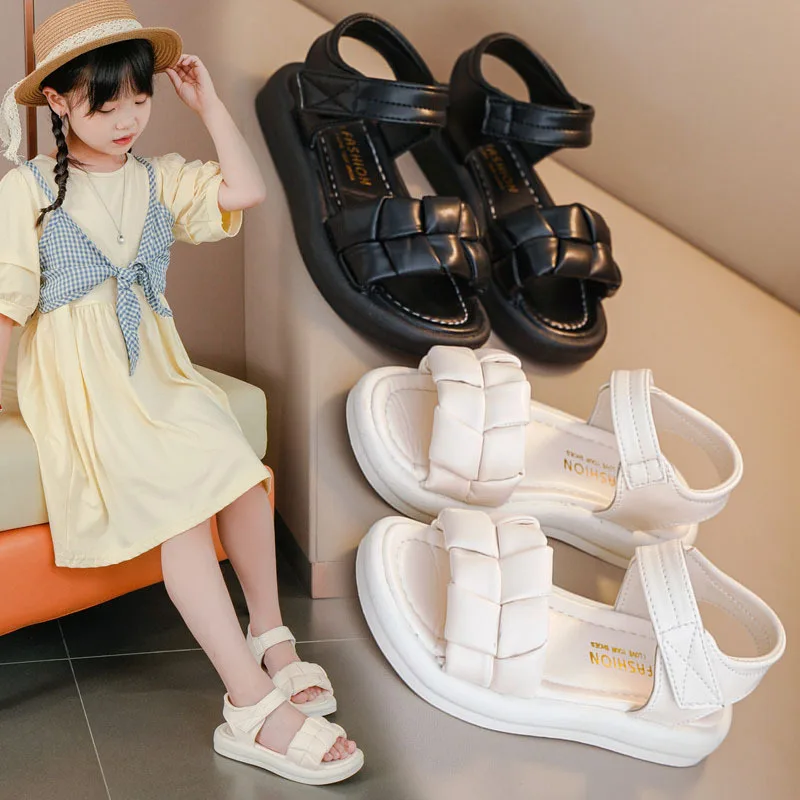 Summer Kids Sports Beach Sandals Children Flat Soft Water Shoes Girls Breathable One-Strap Outdoor Shoes Everyday Casual Shoes