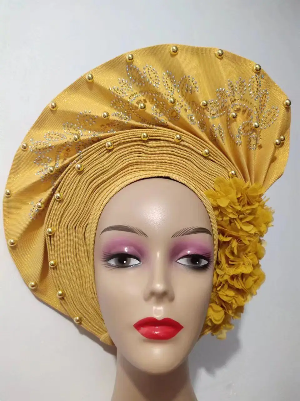 Gran oferta, tocado de Gele nigeriano Aso Oke Gele ya hecho Auto Gele Aso turbante para mujer, diadema nigeriana, sombreros para mujer, 1 Juego