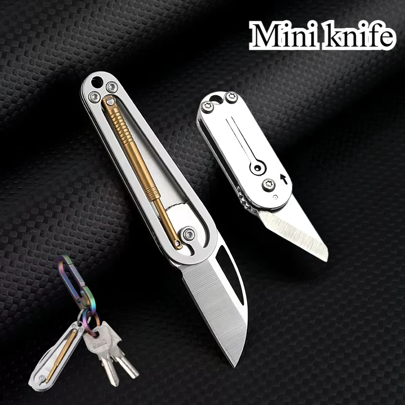 New Mini Stainless Steel Mechanical Folding Knife, Portable Keychain Pendant, Easy To Disassemble and Deliver Fruit Knife