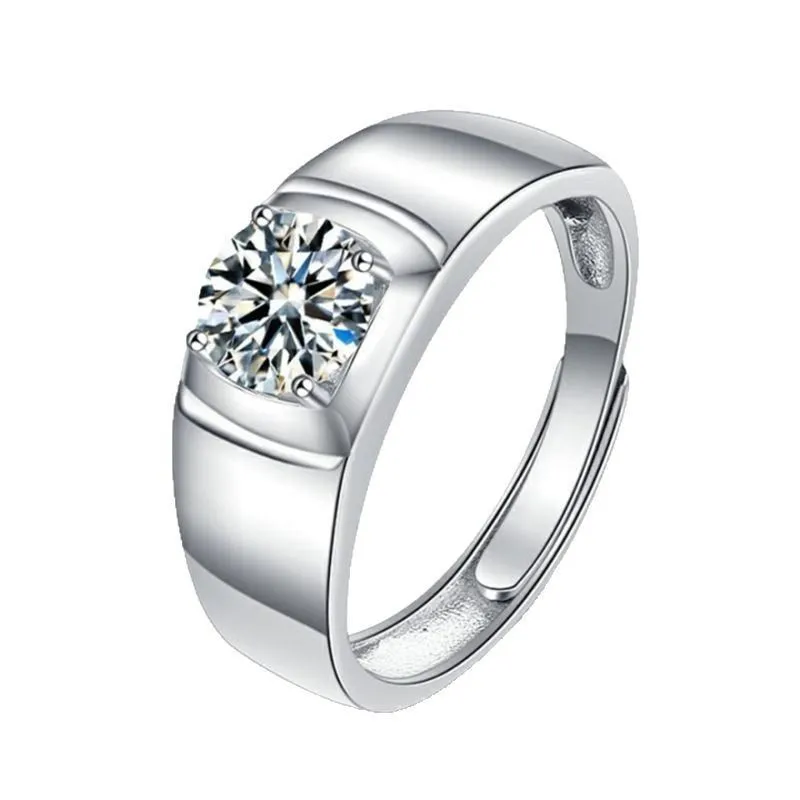 

Мужское кольцо BR из стерлингового серебра S925 с муассанитом, полированная оправа, 1 карат, 4 крапана, D VVS1, изысканное ювелирное украшение с муассанитом