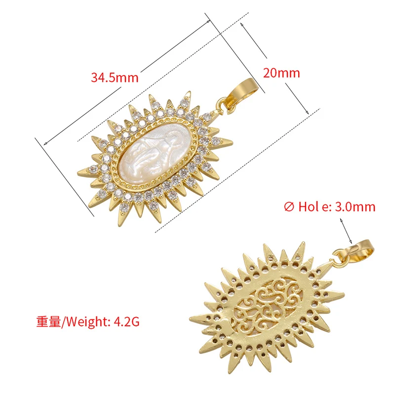 Christian Virgin Mary Charms Gold-plated Brass Pendant for Women DIY Handmade Necklace Charms Jewelry Accessories:VD1184