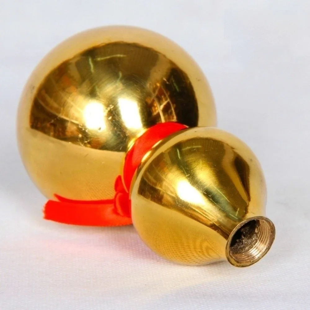 

4/4.5 Inch Brass Gourd Statue with Cover Smooth Wealth Gourd Figurine Band Leaf Home Decor Gossip Gourd Crafts Office