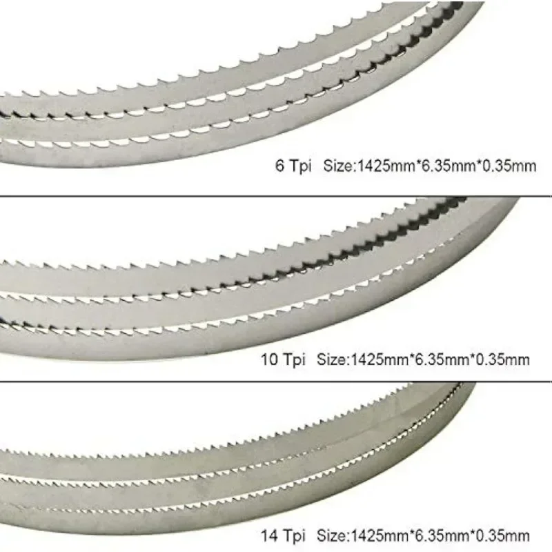 Lâminas de serra de fita para corte de madeira, 1425mm, 1425mm, 1425, 6,35, 0,35mm, 6T, 10T, 14T, TPI para madeira, 2pcs