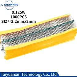 1/6W 1/8W 0.125W Metal Film Resistor Five Ring Power Resistor 1~1M 3.3 4.7 10R 47 100 220 360 470 1K 2.2K 10K 22K 4.7K 100KOhm