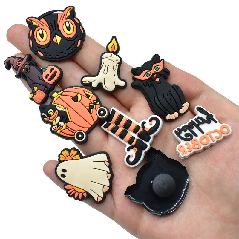 Halloween PVC shoe buckle charms accessories decorations ghost for clogs sandals wristbands DIY kids unisex gift