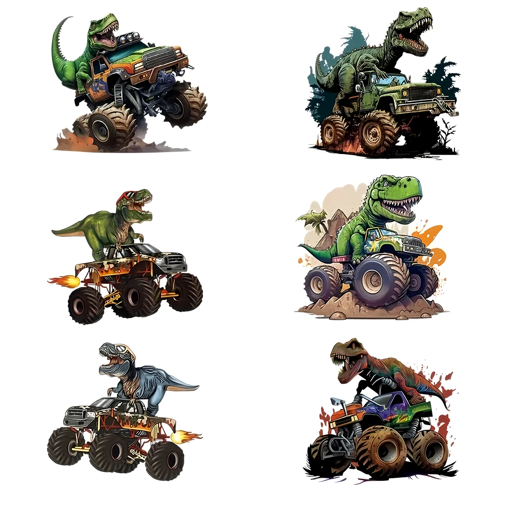 6 Pieces Dinosaur Pattern Heat Transfer Decal, Personalized Trend DIY Iron-On Decal for DIY T-shirt Making, Heat Transfer Patch