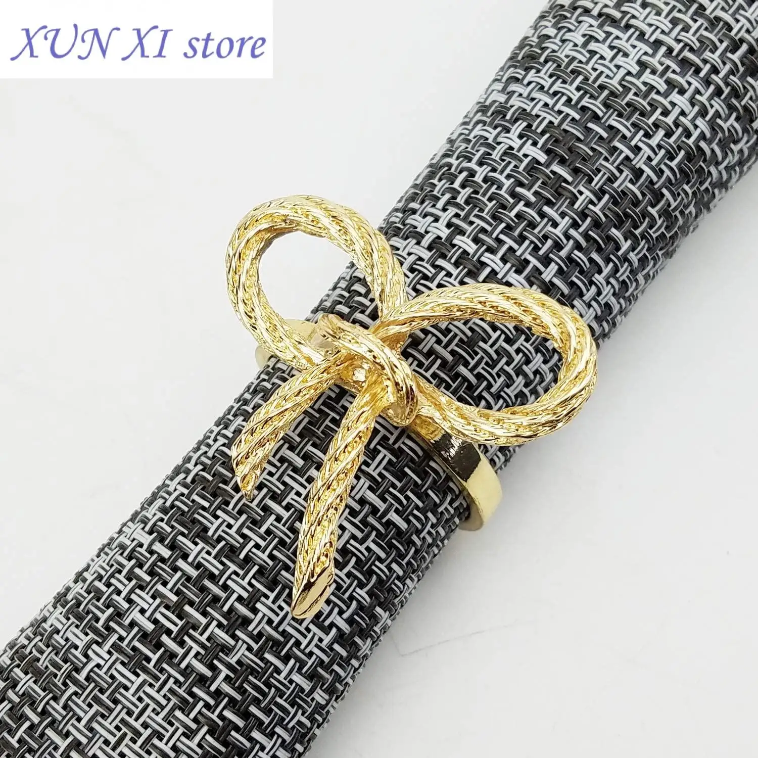 

New 4PCS Bowknot Metal Napkin Buckle, Wedding Gold Exquisite Napkin Ring,for Banquet Hotel Dinner Parties Home Dining Table