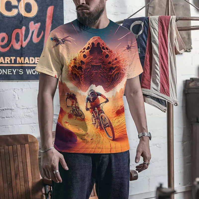 

Футболка для любителей горных велосипедов Мужчины Женщины Приключения 3D Принт Крутая графика Быстросохнущие футболки с короткими рукавами Летние повседневные спортивные футболки