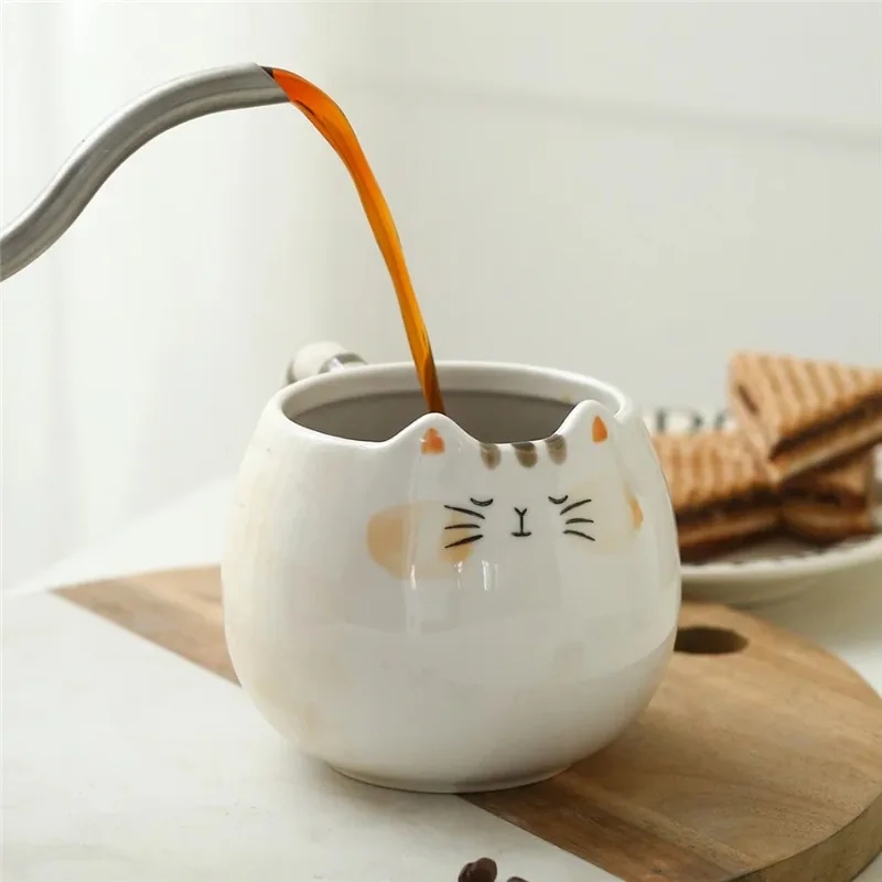 Kitten Shape Design Ceramic Cup Coffee Cup Large Capacity Water Milk Cup Home Breakfast