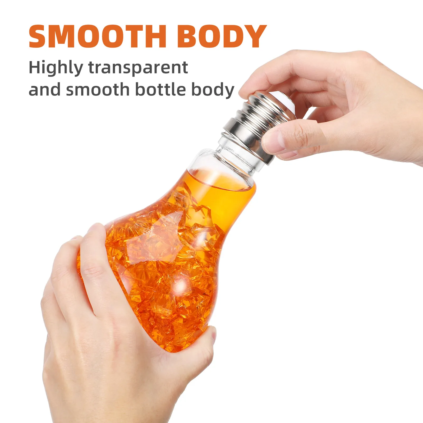 Light Bulb Bottle 500Ml Clear Glass Flat Base Leak-Proof Cap Reusable Straw Drinks Glasses Beer Cocktails Vase