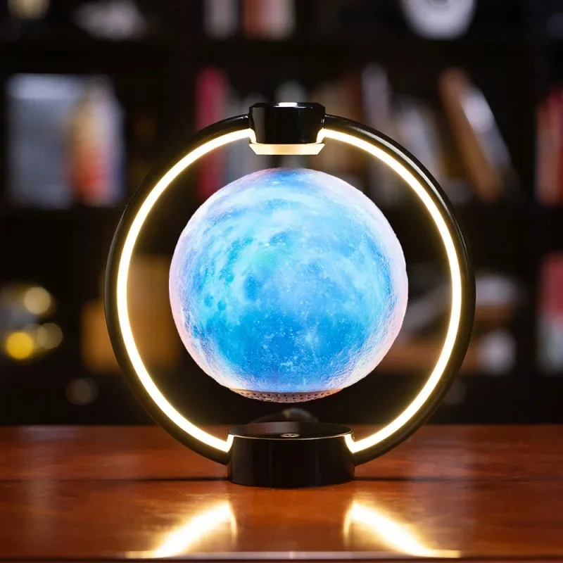 Floating Maglev Moon with Bluetooth Speaker Remote Control DC Powered for Bedside and Sound Box Moon Light Rotatable Night Light