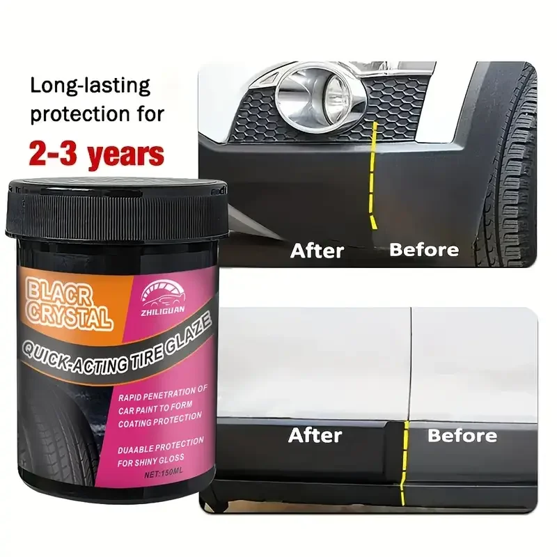 Automotive Tire Gloss Wax - Durable Protection with Plastic Parts Brightener, Long-lasting Maintenance Coating, Anti-Aging