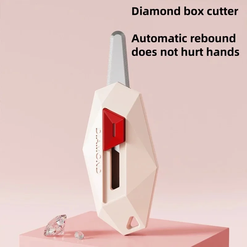 

1/3PCS Diamond Design Unbox Knife Safety Round Head Cutter Magnetic Carton Box Cutter for Opening Package Letter Utility Knife