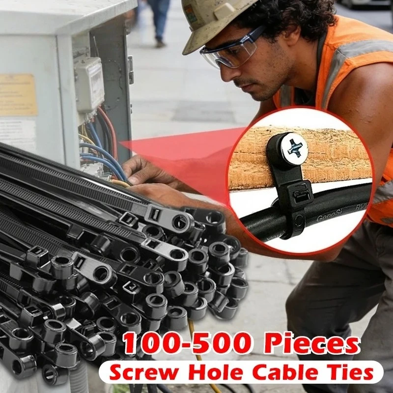 

Кабельные стяжки с отверстием под винт, 100/300/500 шт., нейлоновые, самоблокирующиеся, для организации кабелей