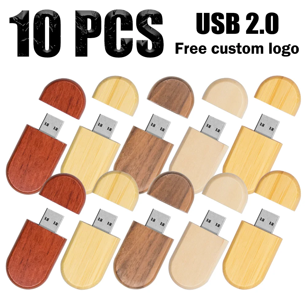 

10pieces free Customizable LOGO USB Flash Drive 2.0 Wooden Pendrive 32GB 64GB 128GB Memory Stick Wedding Gift laser engraving