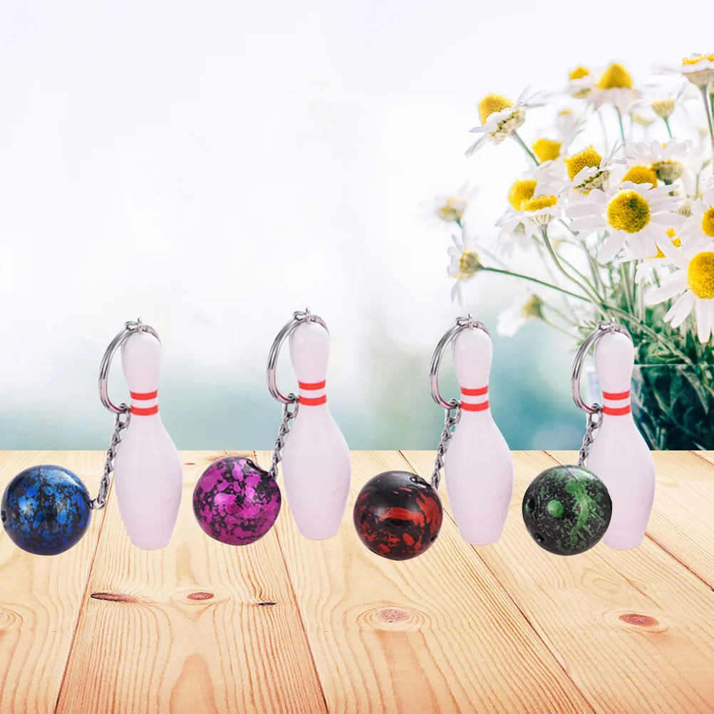 4 pièces Mini Bowling porte-clés créatif PVC porte-clés décoration cadeau suspendu ornement porte-clés pendentif porte-clés