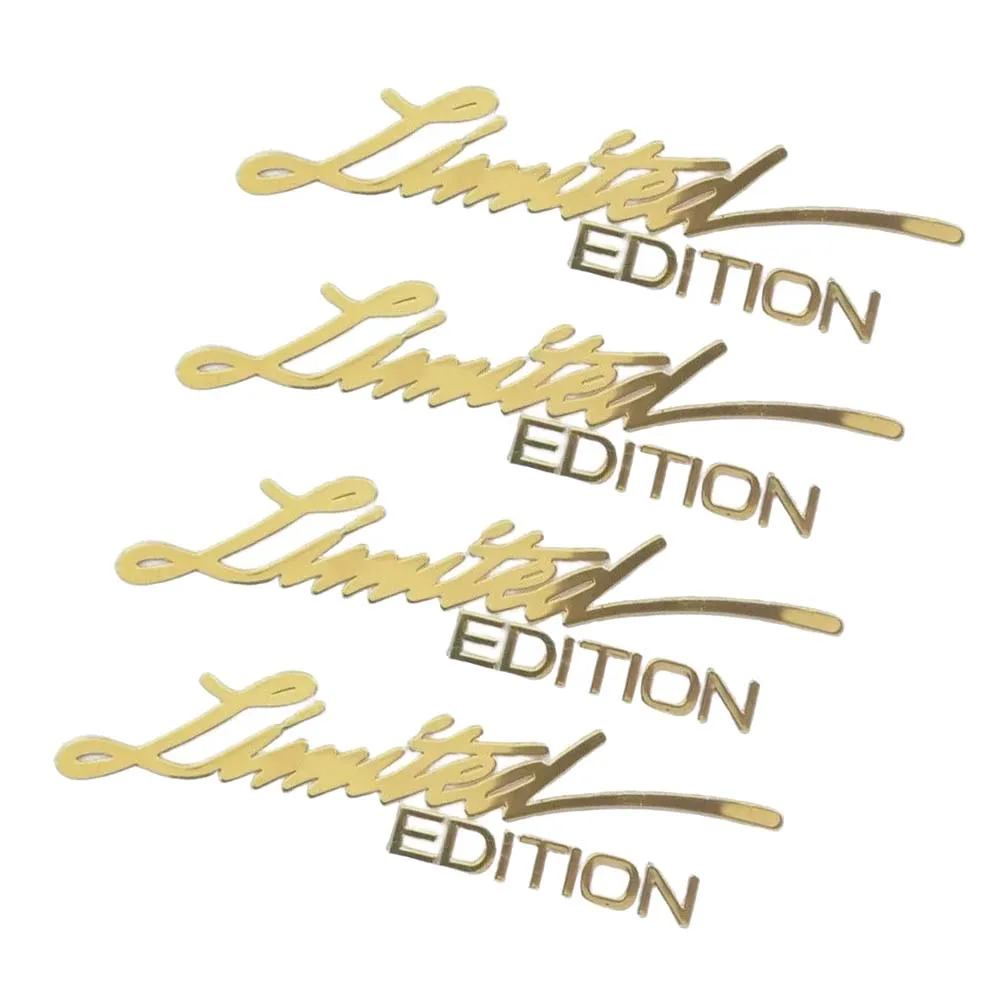 4 Pack 3D Gold Metal Sticker Decal for Car Body Enhancement Featuring Recessed Detailing and Industrial Grade Layer