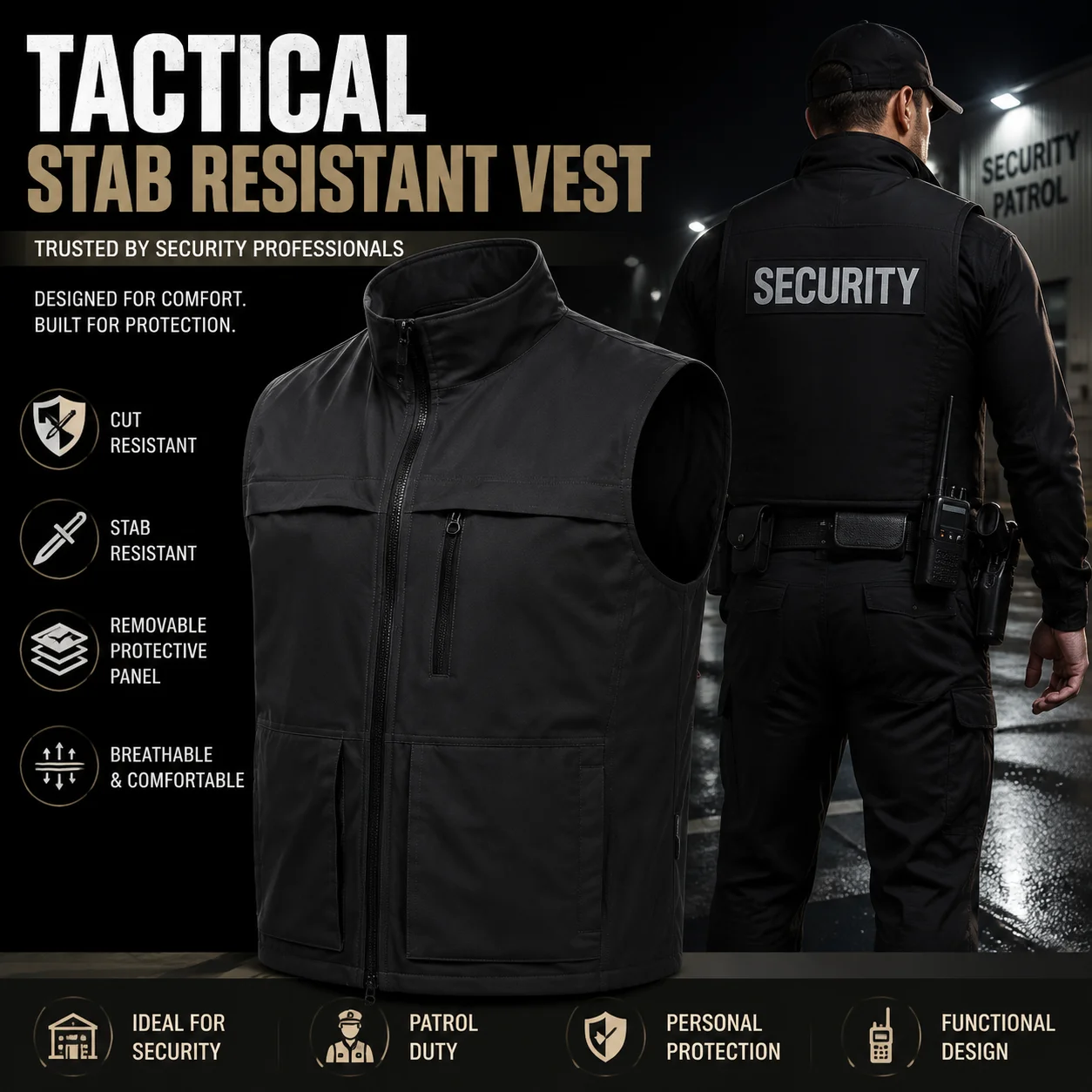 Tactical Vest Men - เสื้อกั๊กเกราะ Man Anticut เสื้อกั๊ก Anti-มีดเสื้อผ้าคอ Slashproof