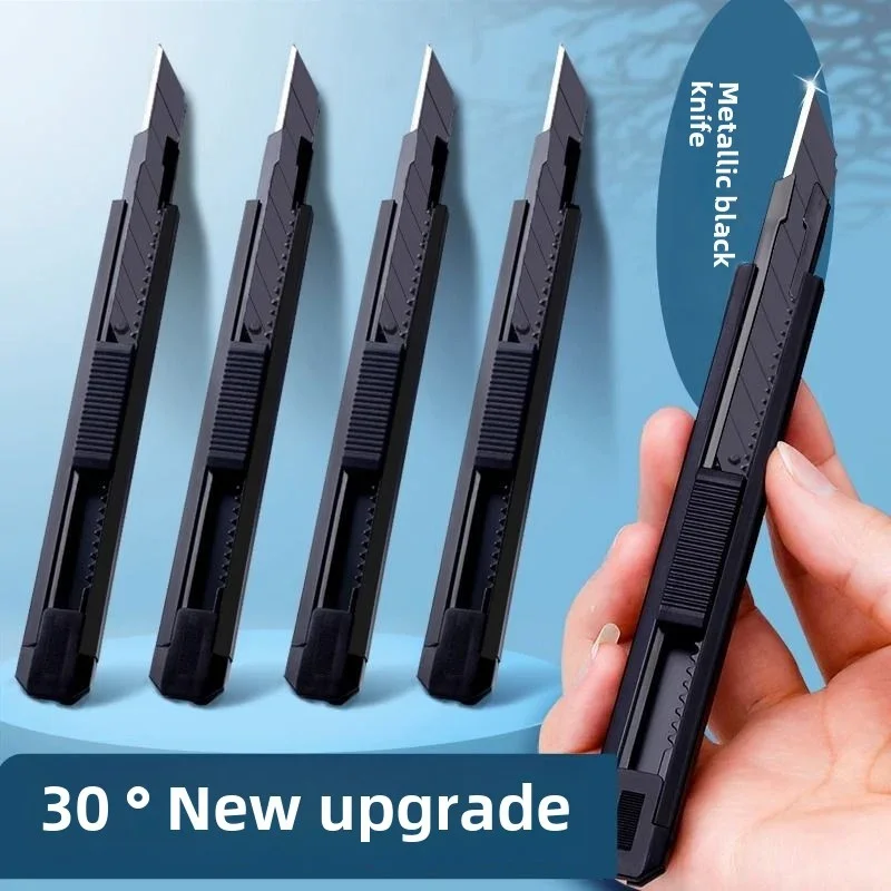 30-Degree Black Blade Utility Knife - Compact Titanium-Coated Stainless Steel Cutter for Office & Craft Use