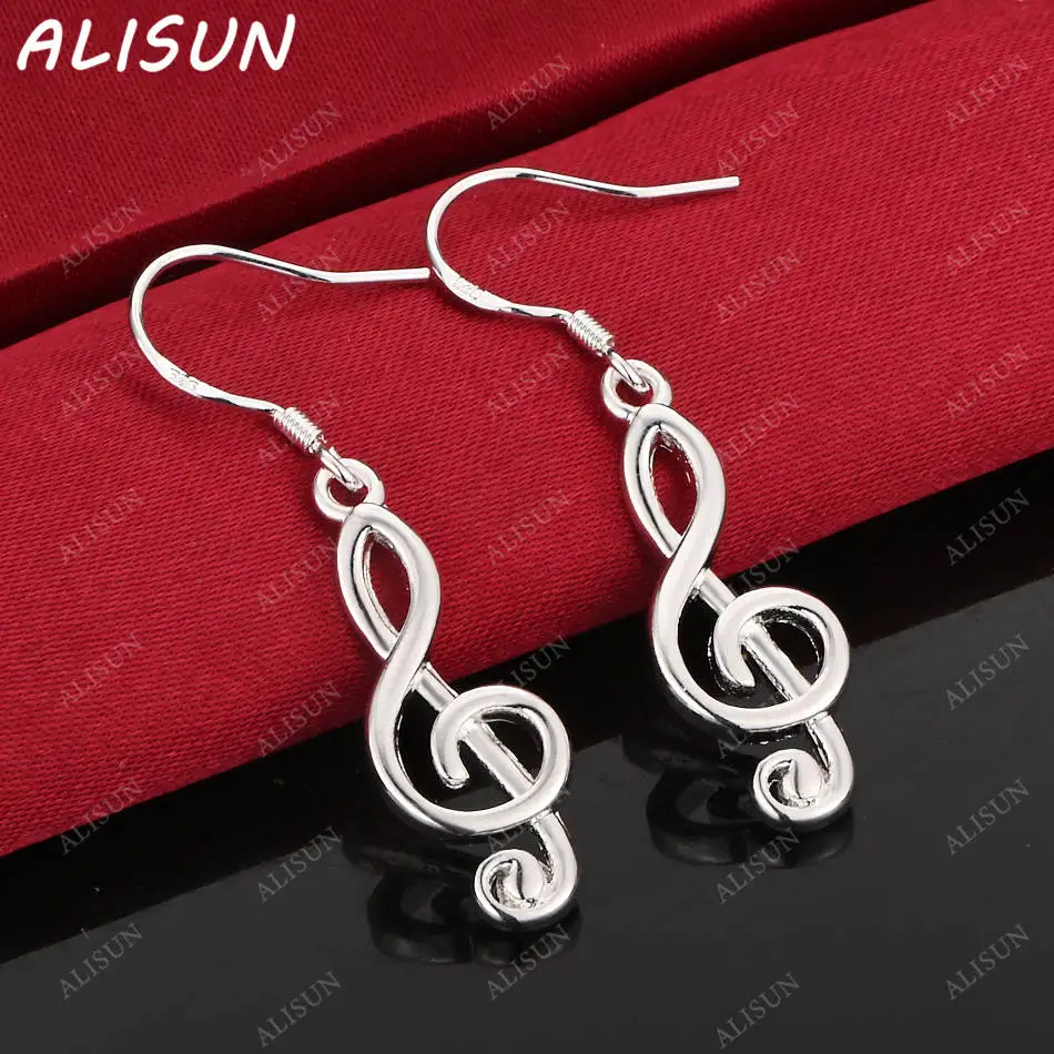 ALISUN 925 Sterling Silver Note Earrings Stud Earrings Anniversary Gift Popular Wild Fashion Romantic Jewelry