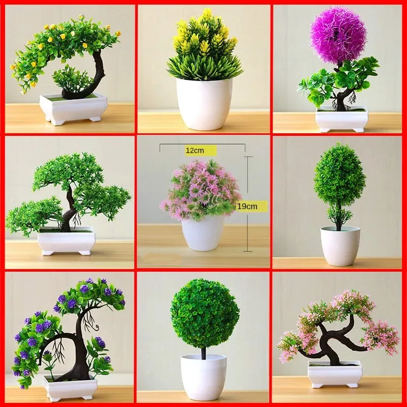 Artificial Small Tree Potted Plant Fake Bonsai Plants Table Simulation Plants Ornaments for Home Office Hotel Garden decoration